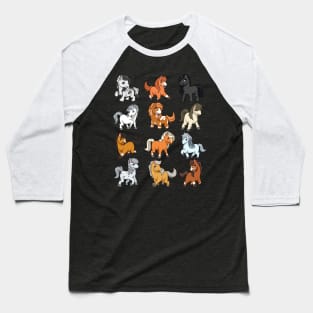 Many Kawaii Chibi Horses Baseball T-Shirt